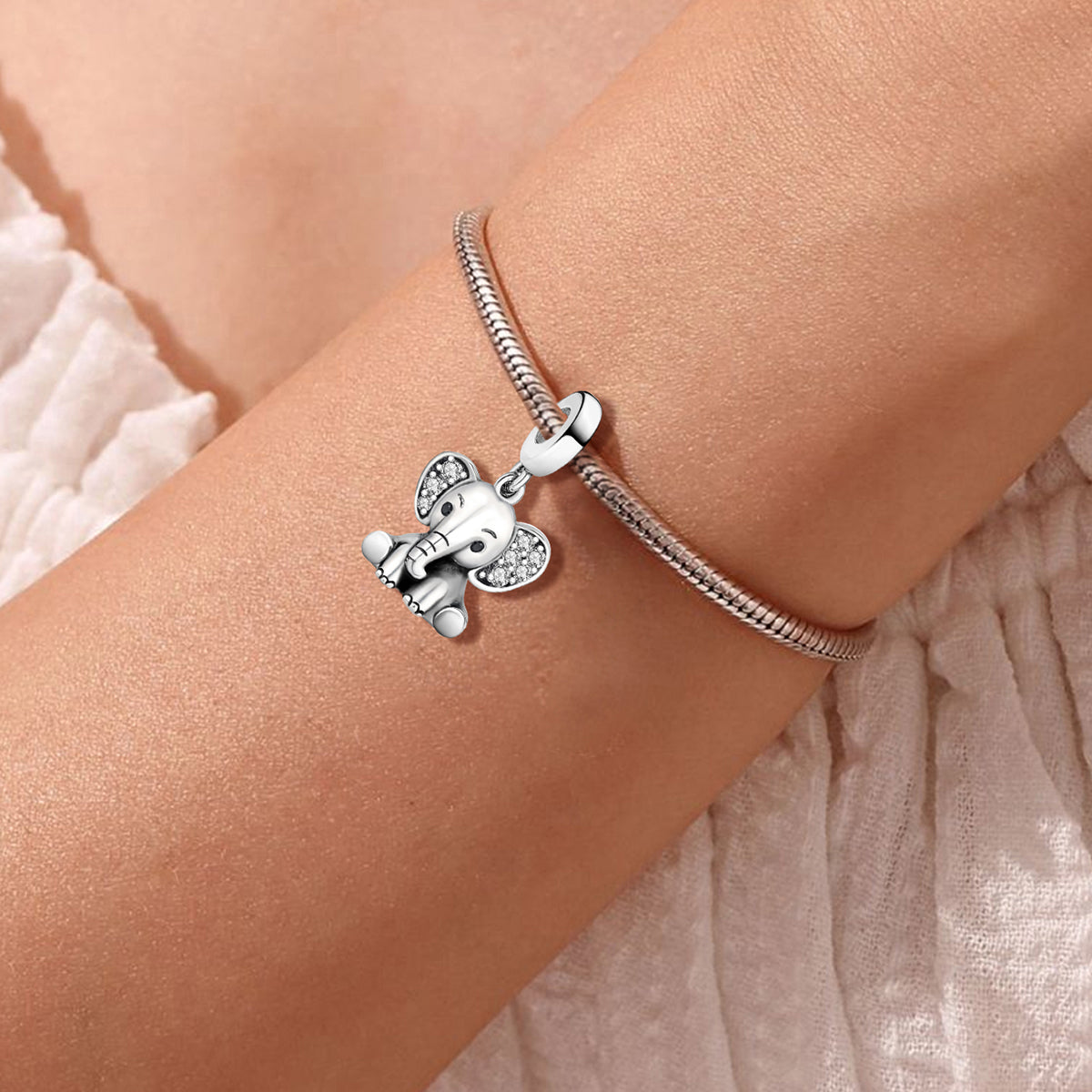925 Sterling silver elephant charm bead