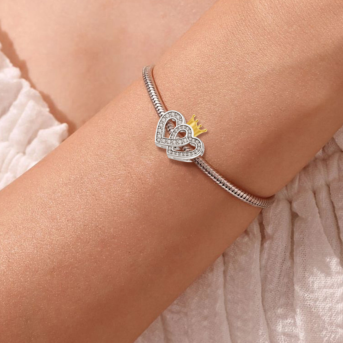 925 Sterling silver heart  charm bead