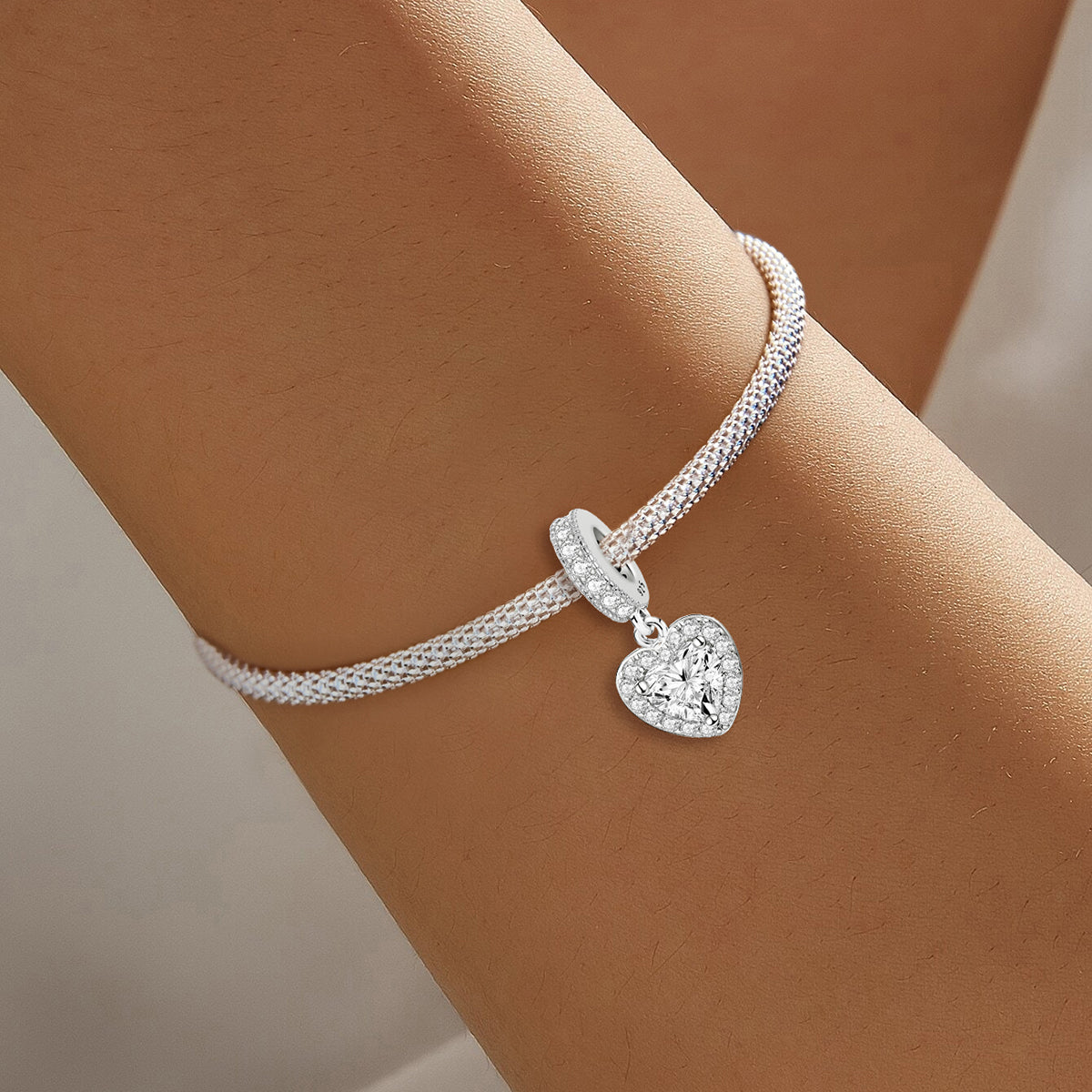 925 Sterling silver heart  charm bead