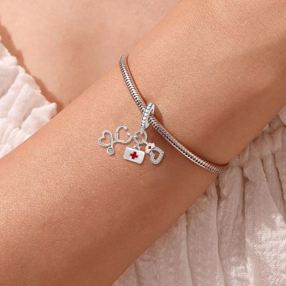 925 Sterling silver first aid kit charm bead