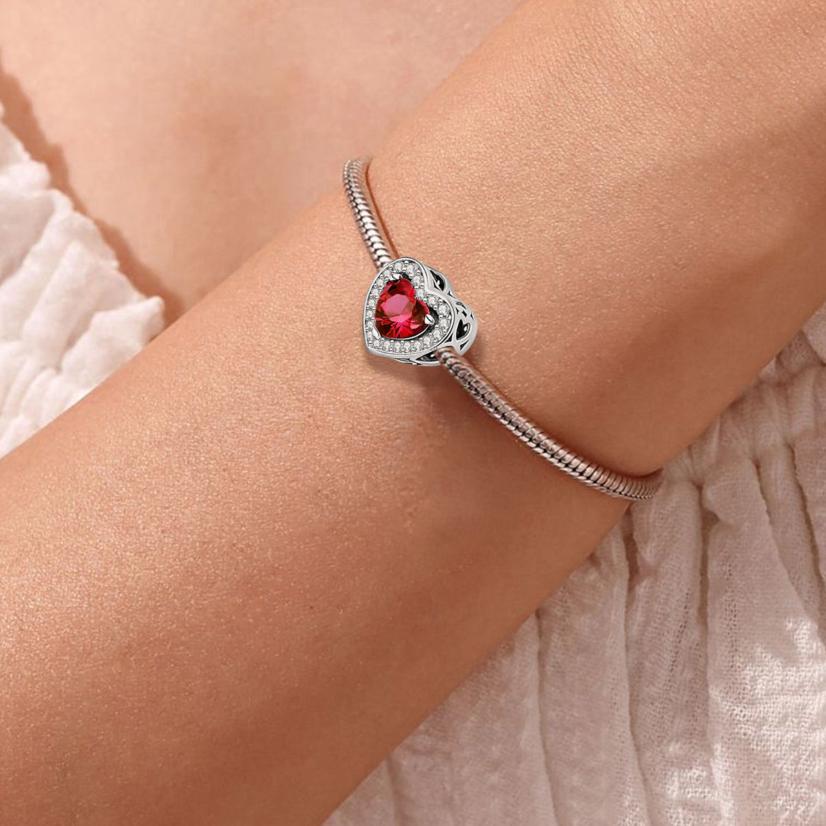 925 Sterling silver heart charm bead