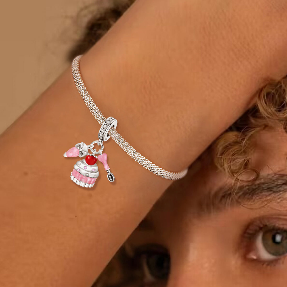 925 Sterling silver cake charm bead