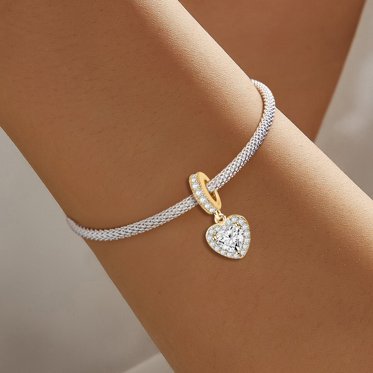 925 Sterling silver heart  charm bead