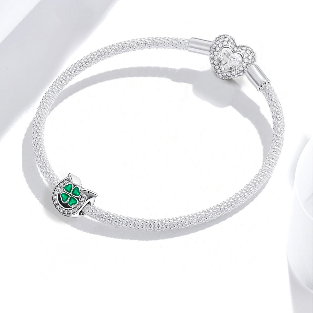 925 Sterling silver four-leaf clover charm bead