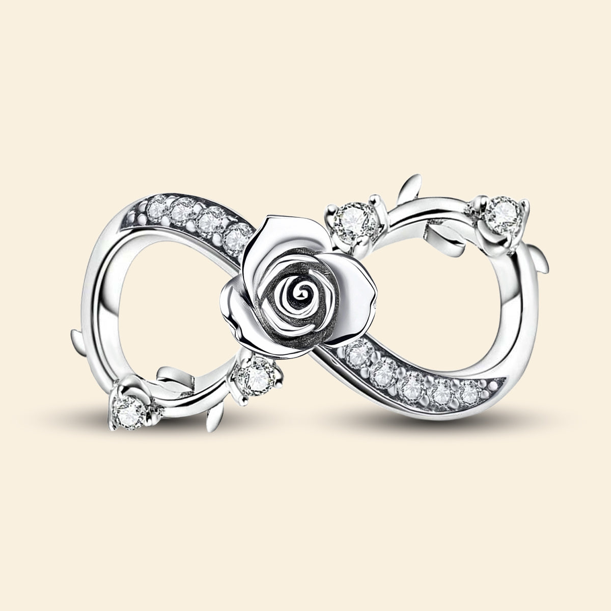 925 Sterling silver rose charm bead