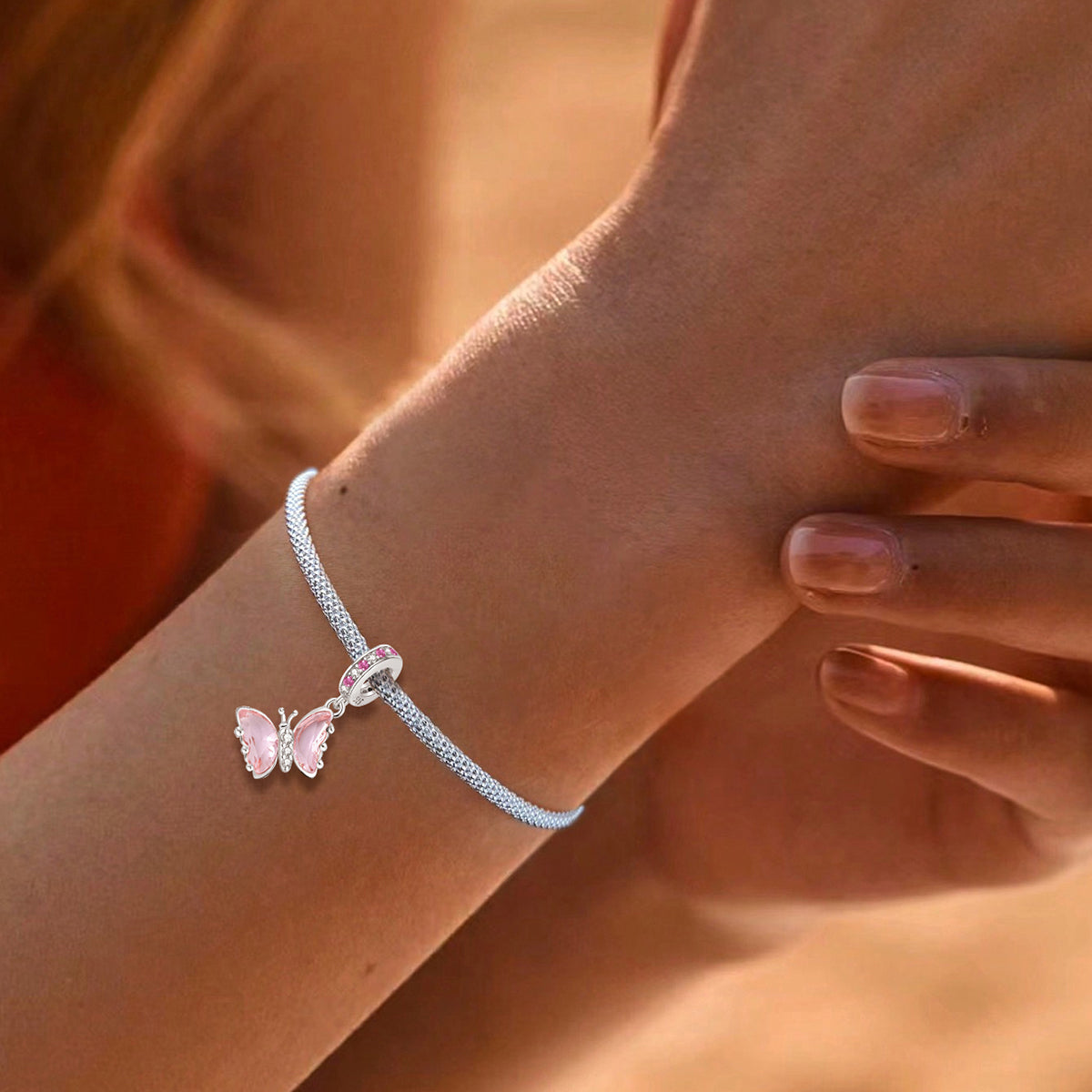 925 Sterling silver butterfly charm bead