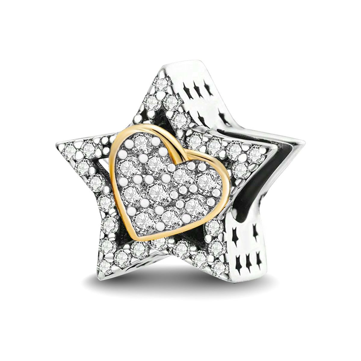 Star-Heart-Beads--Platinum-and-Gold-and-White-Zirconium