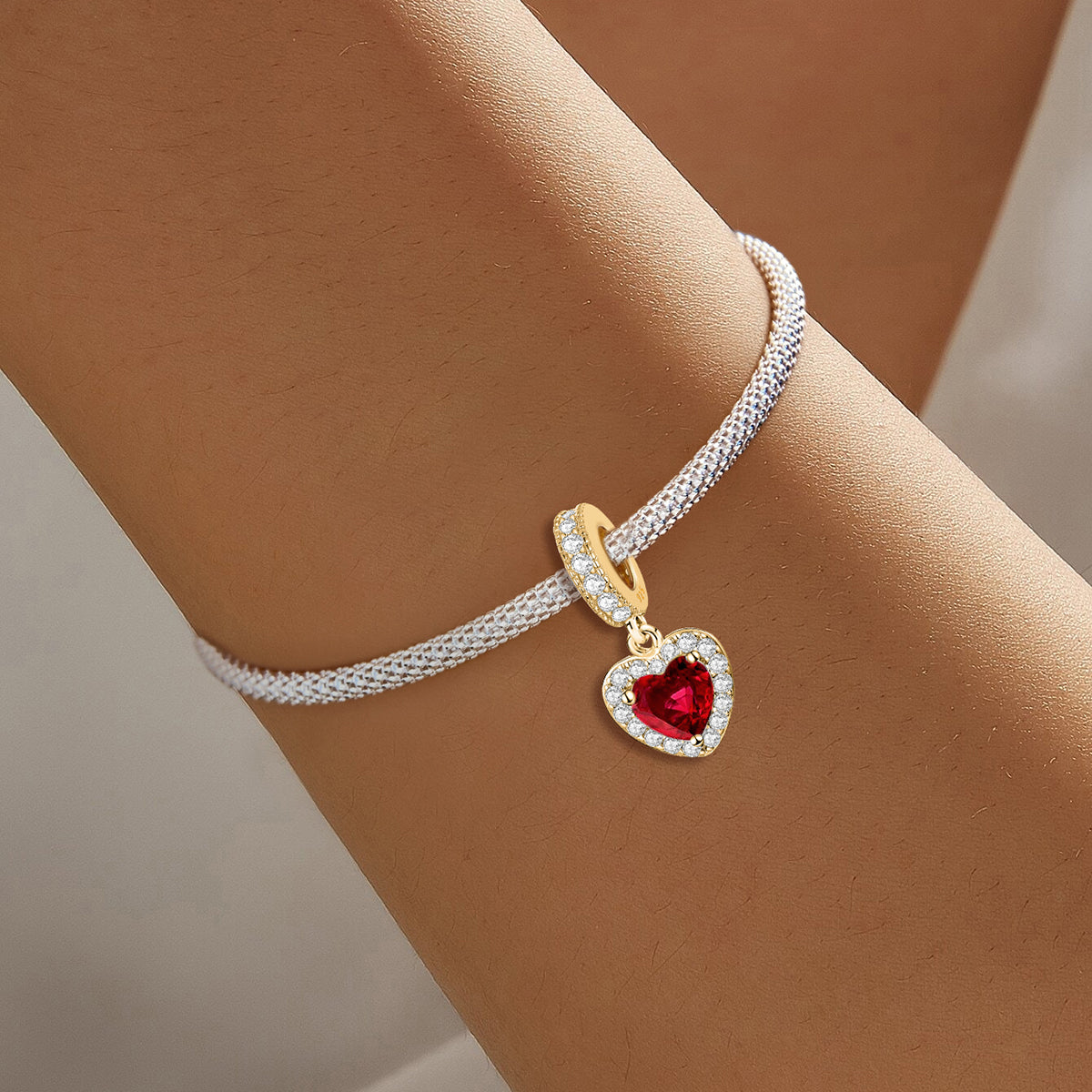 925 Sterling silver heart  charm bead