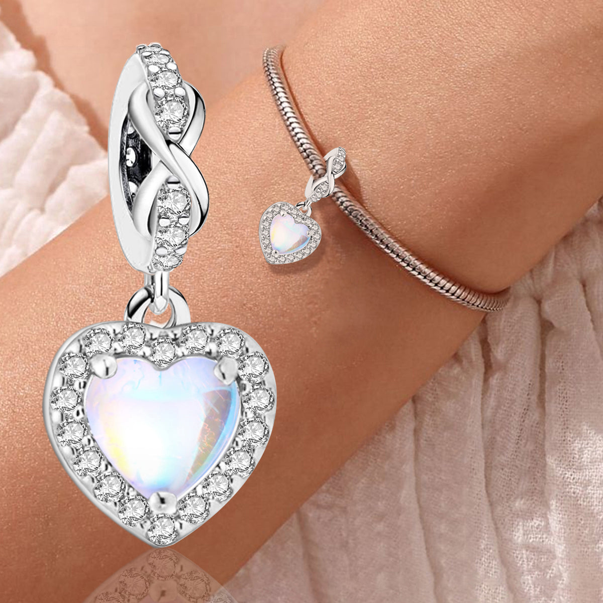 925 Sterling silver heart  charm bead