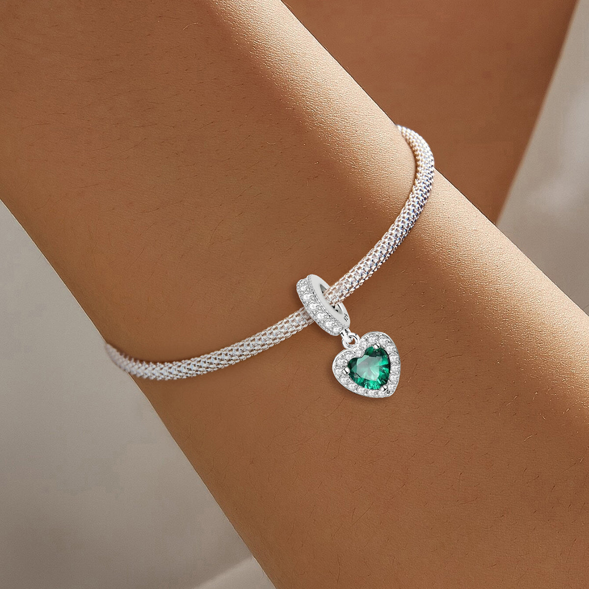 925 Sterling silver heart  charm bead