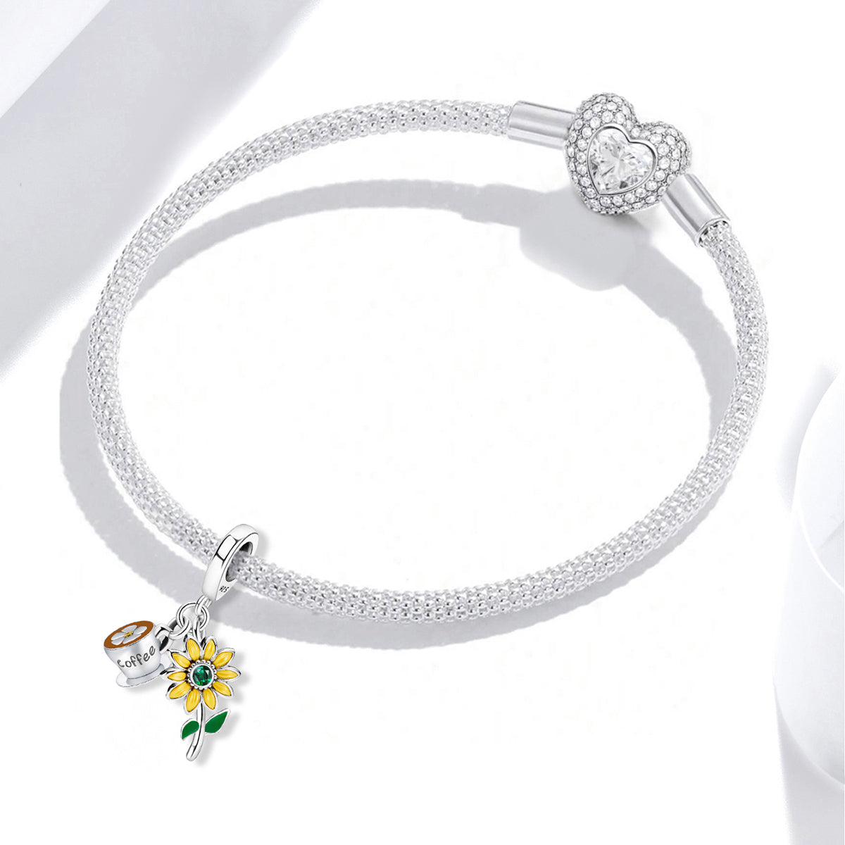 925 Sterling silver sunflower charm bead