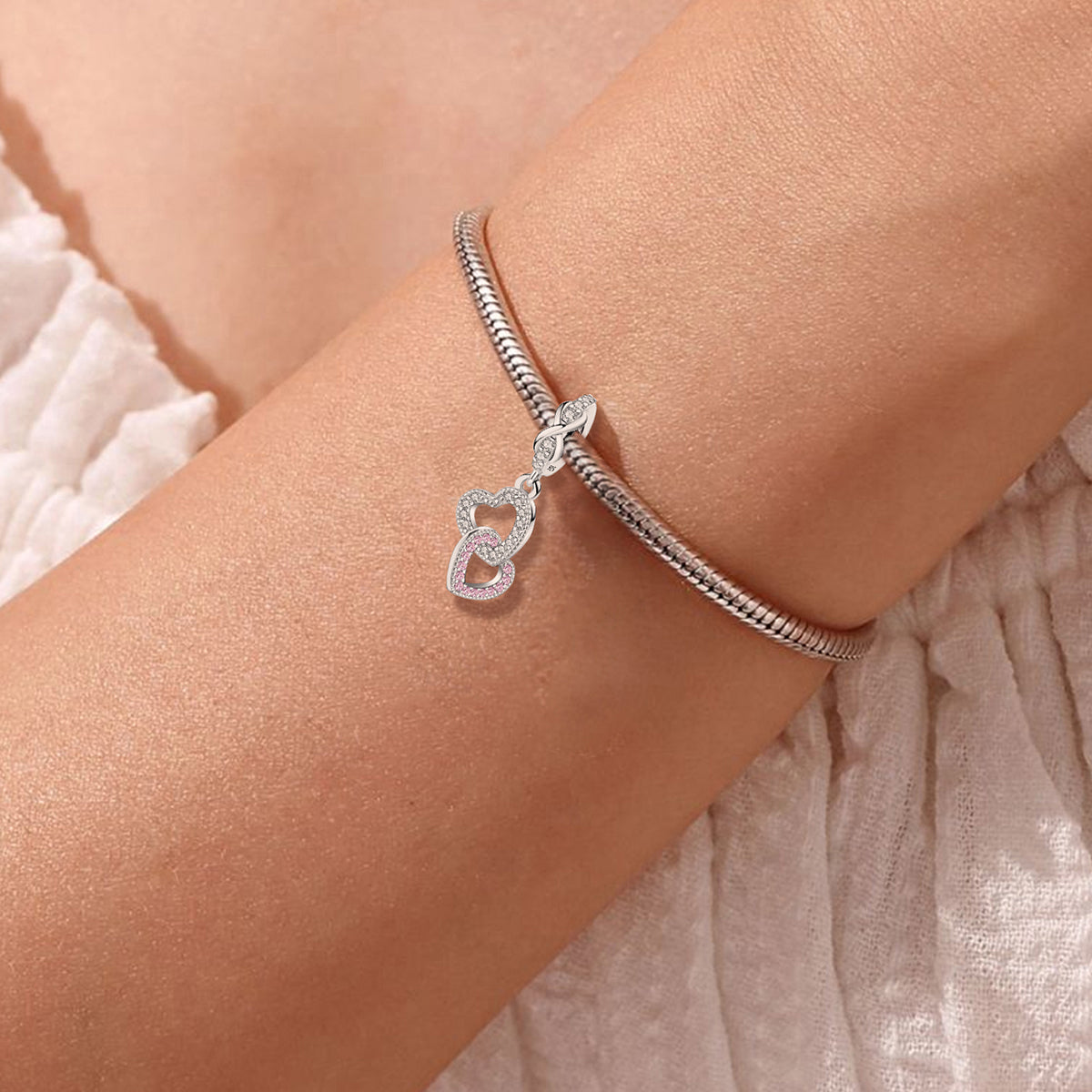 925 Sterling silver heart  charm bead