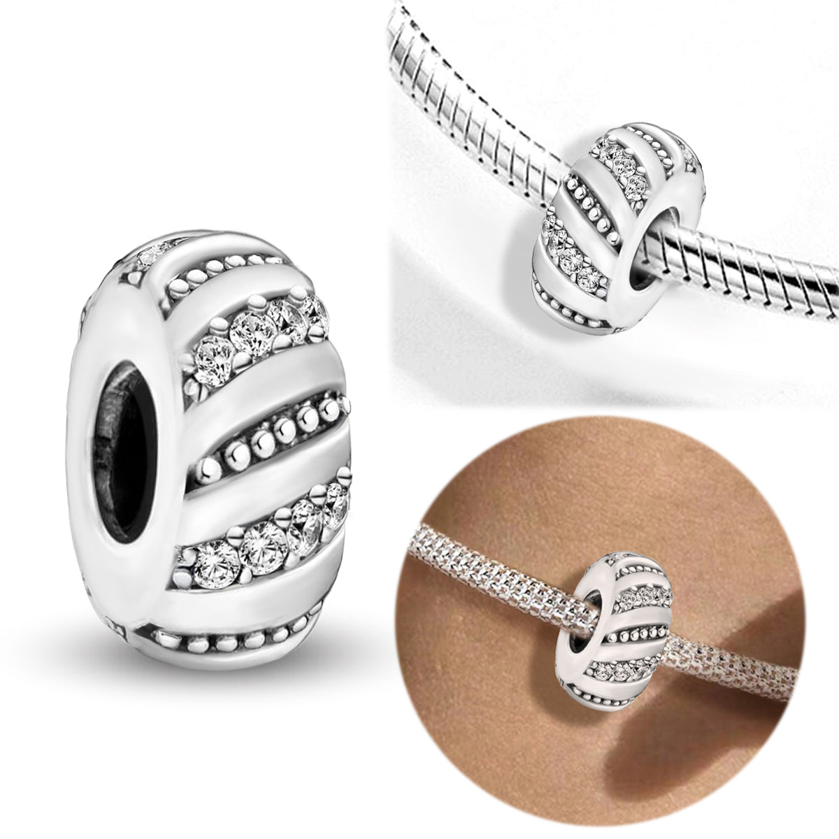 925 Sterling silver round  charm bead