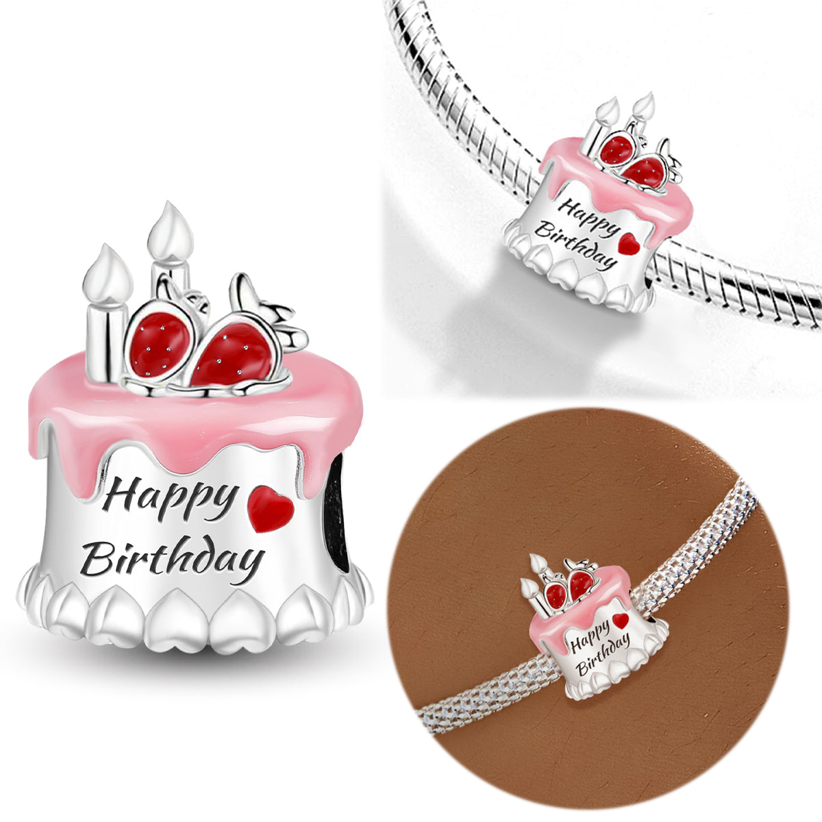 925 Sterling silver cake charm bead