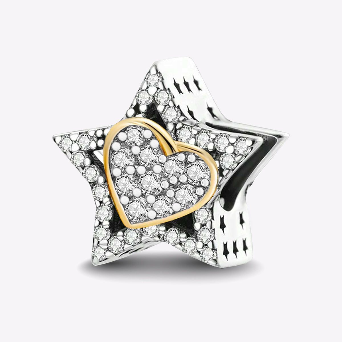 Star-Heart-Beads--Platinum-and-Gold-and-White-Zirconium