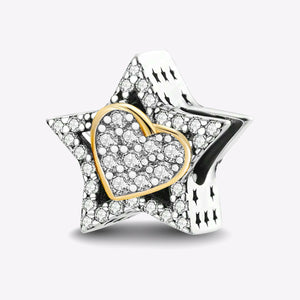 Star-Heart-Beads--Platinum-and-Gold-and-White-Zirconium