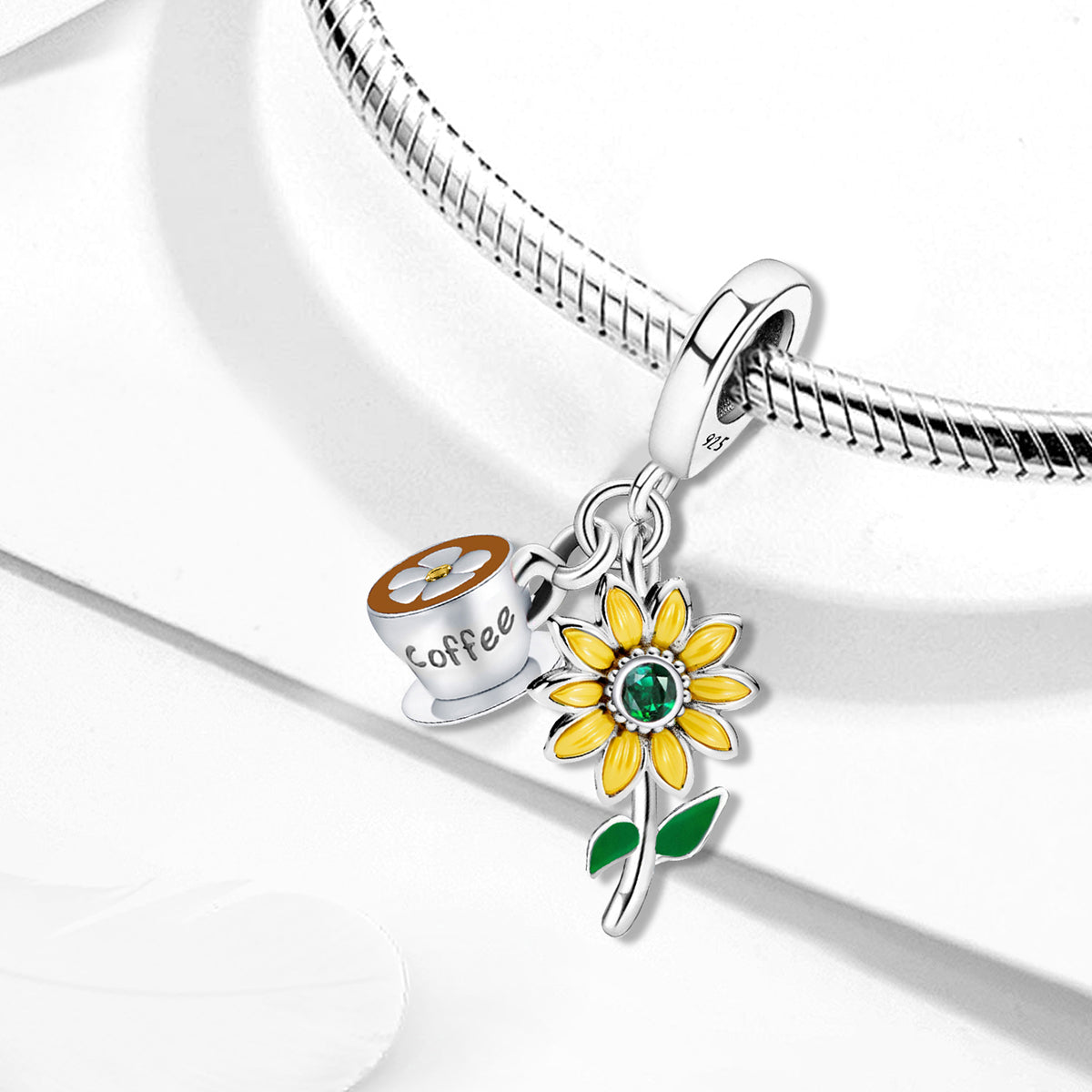925 Sterling silver sunflower charm bead