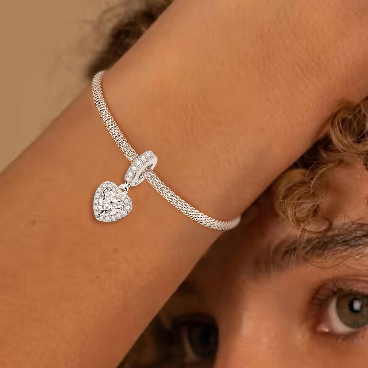 925 Sterling silver heart  charm bead