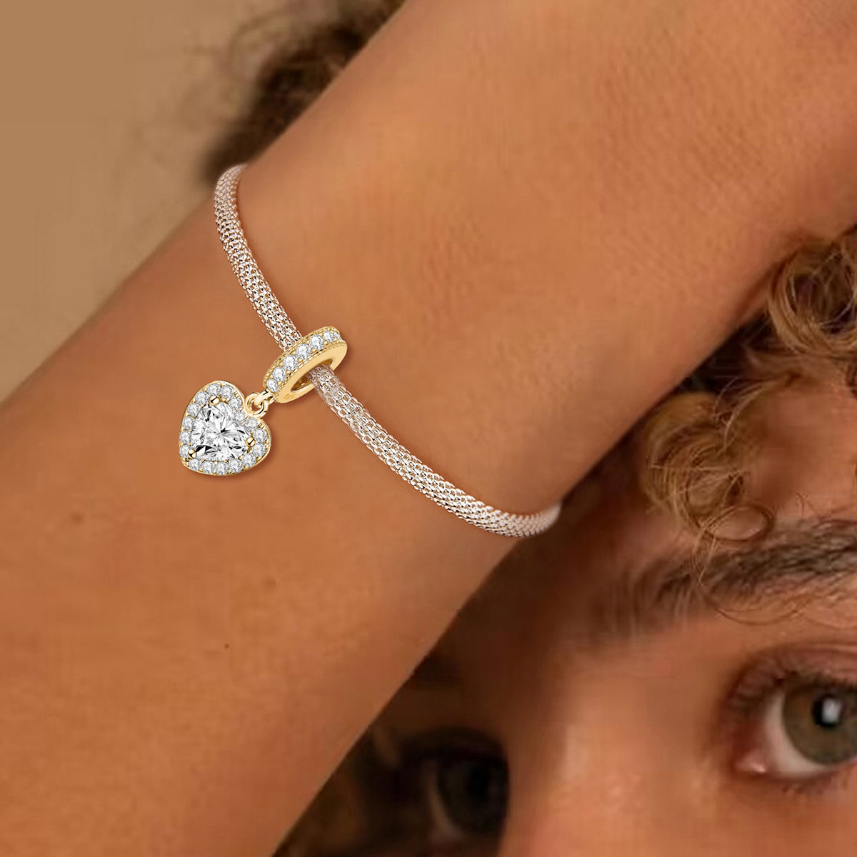 925 Sterling silver heart  charm bead