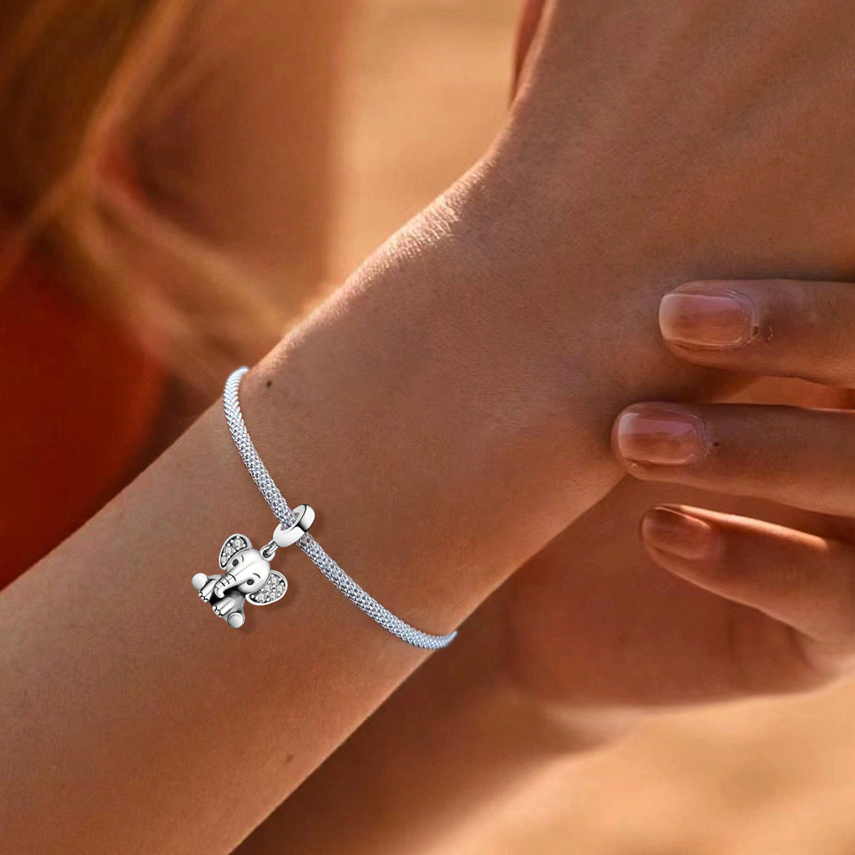 925 Sterling silver elephant charm bead