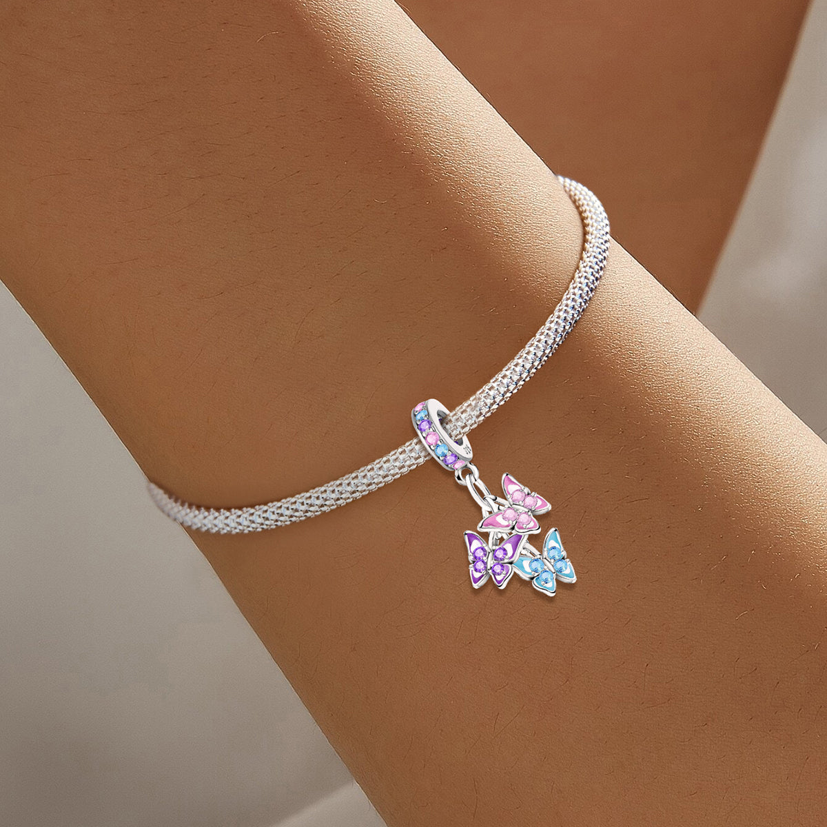 925 Sterling silver butterfly charm bead
