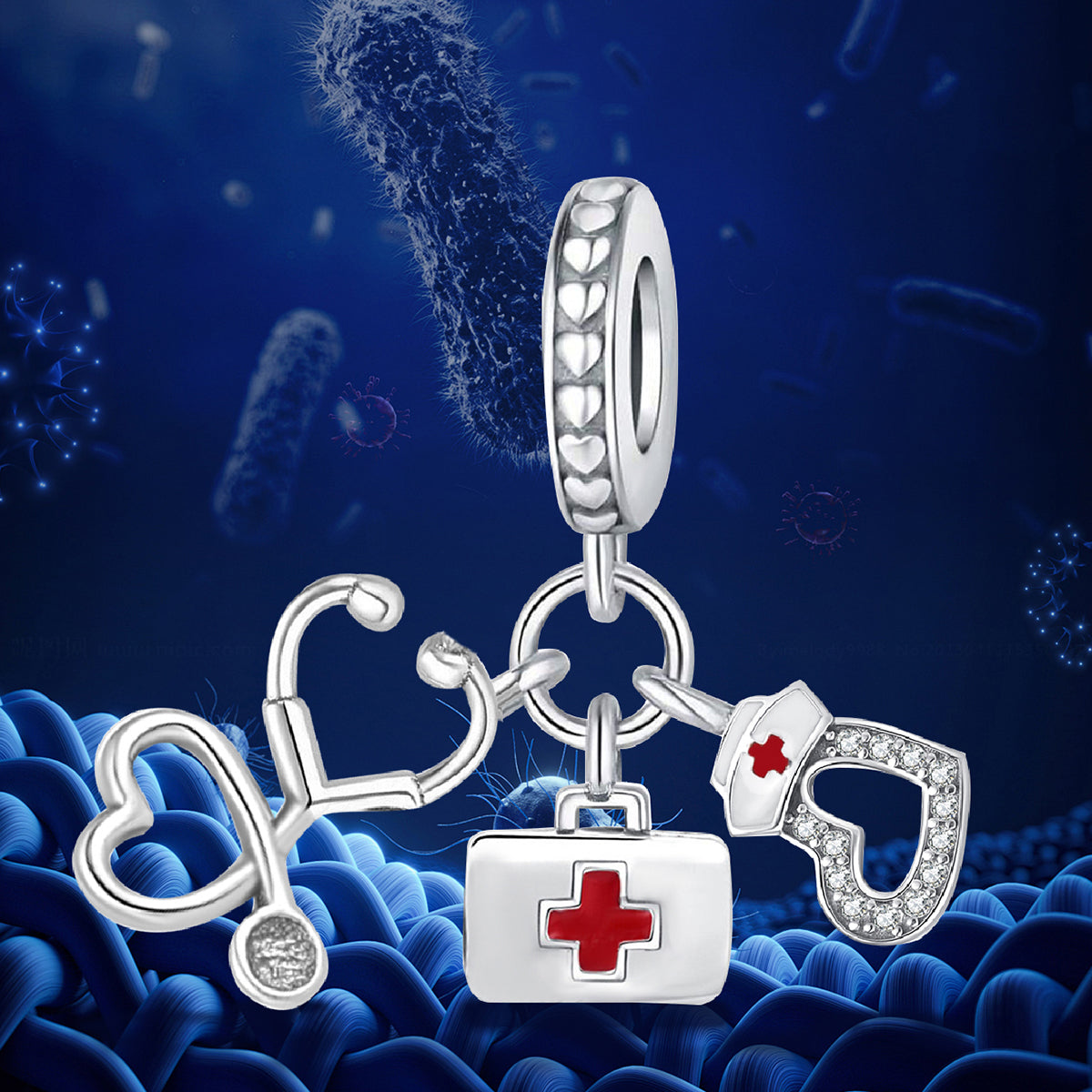 925 Sterling silver first aid kit charm bead