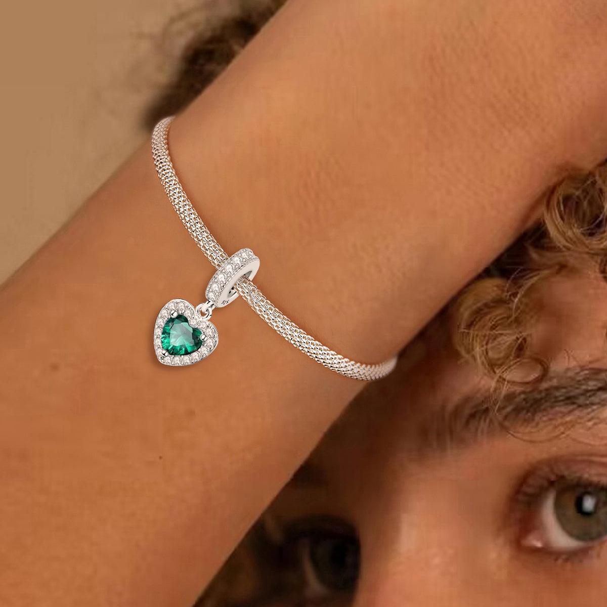 925 Sterling silver heart  charm bead