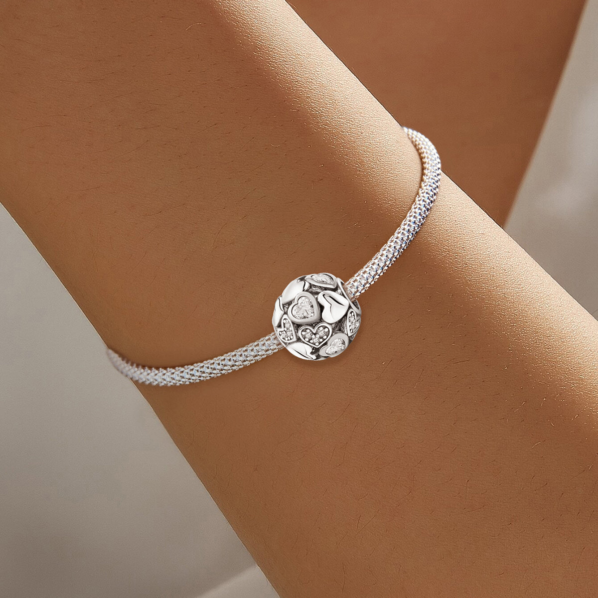 925 Sterling silver heart  charm bead