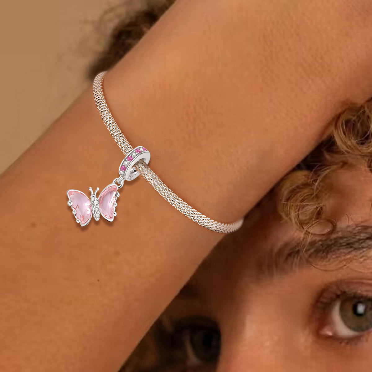 925 Sterling silver butterfly charm bead