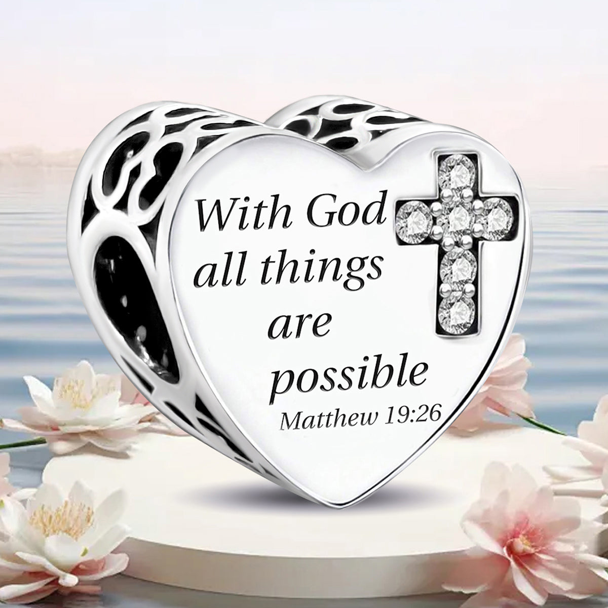 925 Sterling silver heart  charm bead