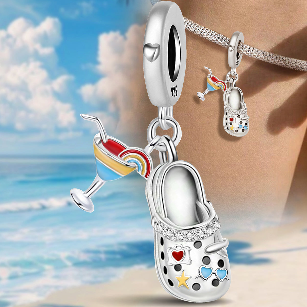 925 Sterling silver shoe charm bead