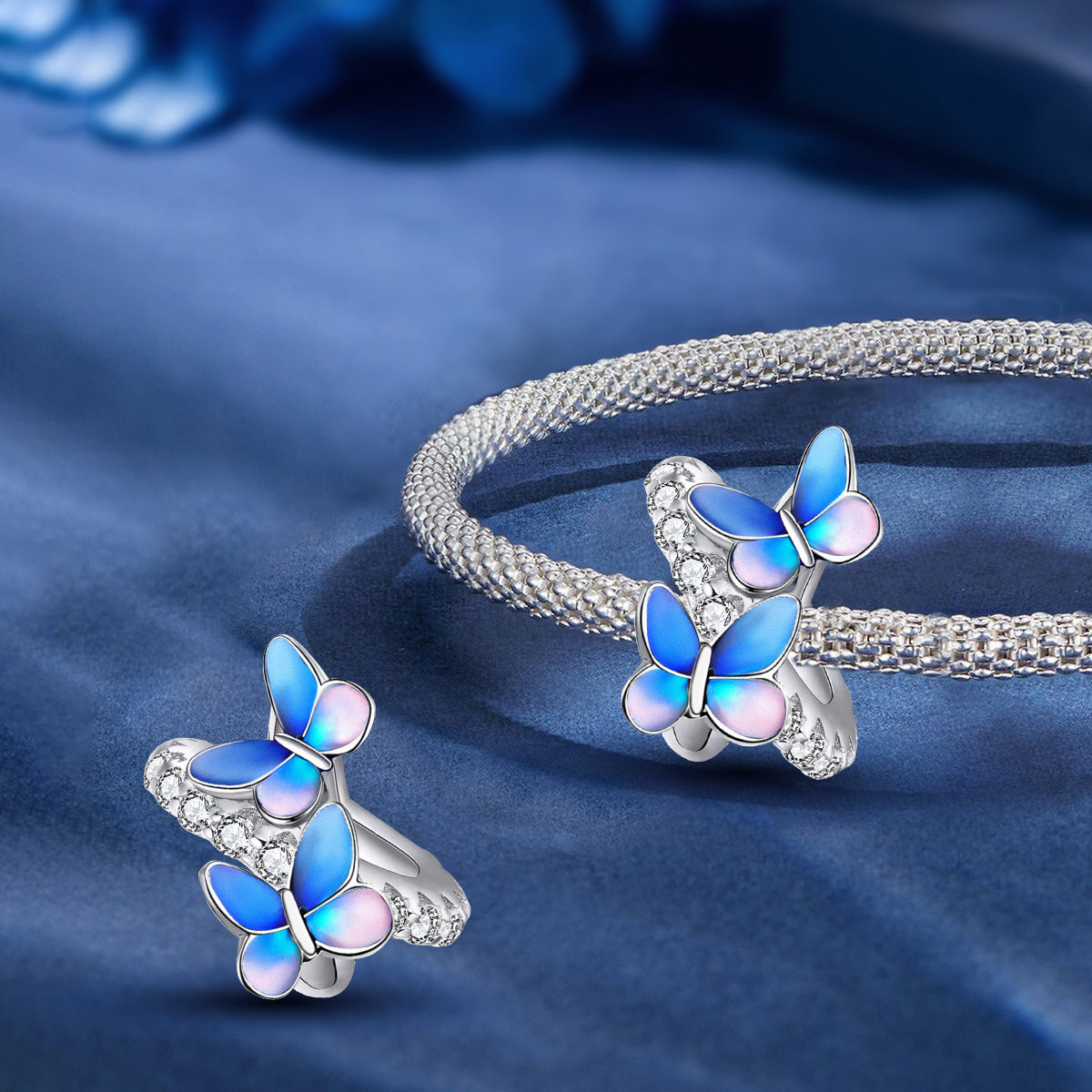 925 Sterling silver butterfly charm bead