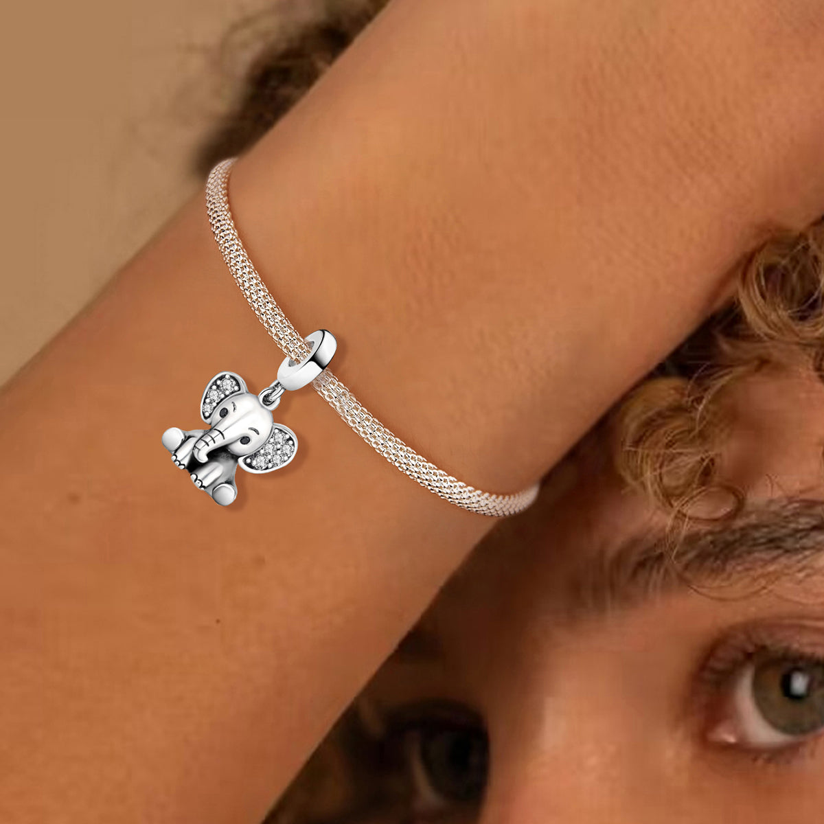 925 Sterling silver elephant charm bead