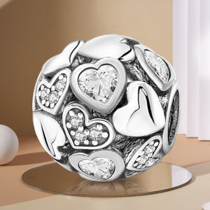 925 Sterling silver heart  charm bead