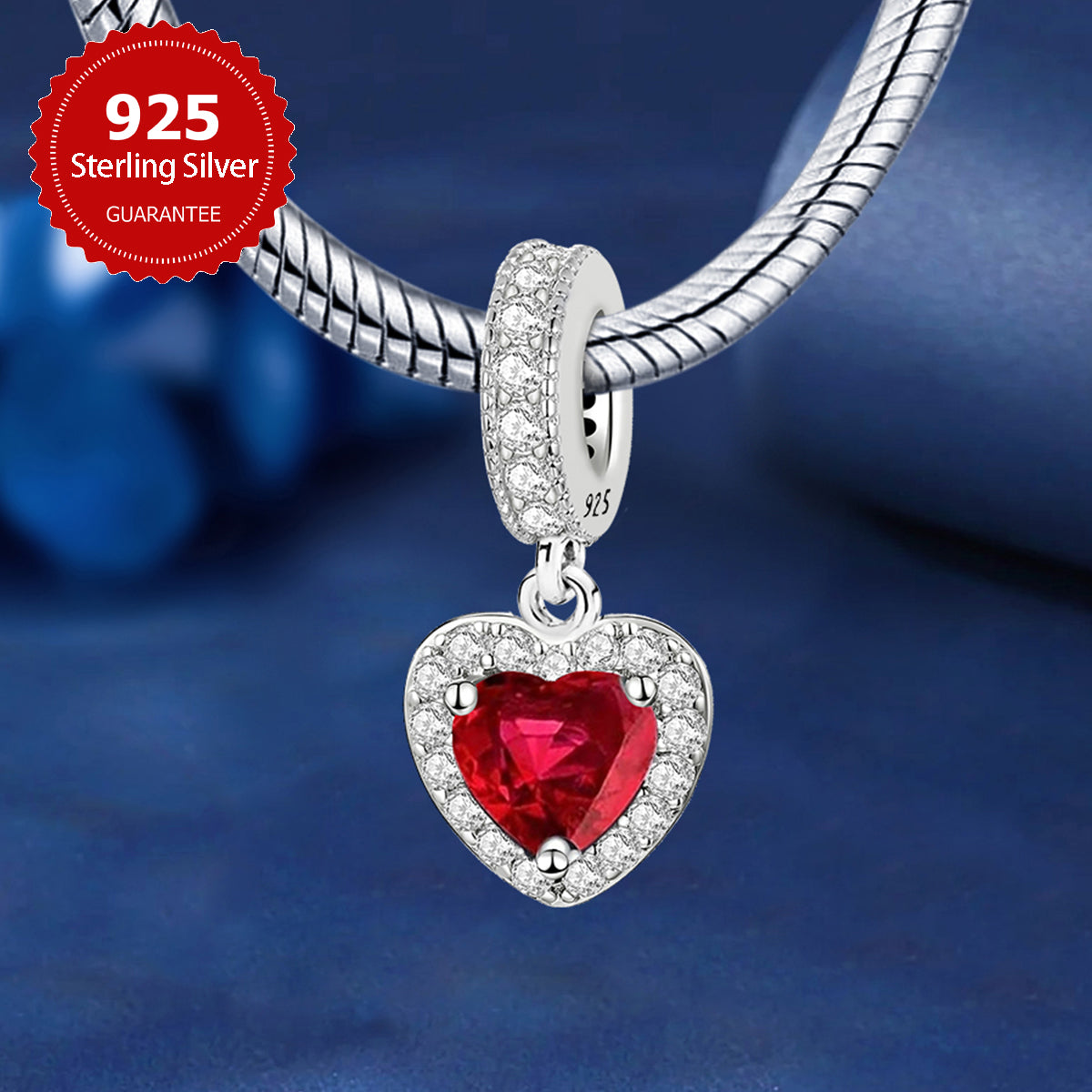 925 Sterling silver heart  charm bead
