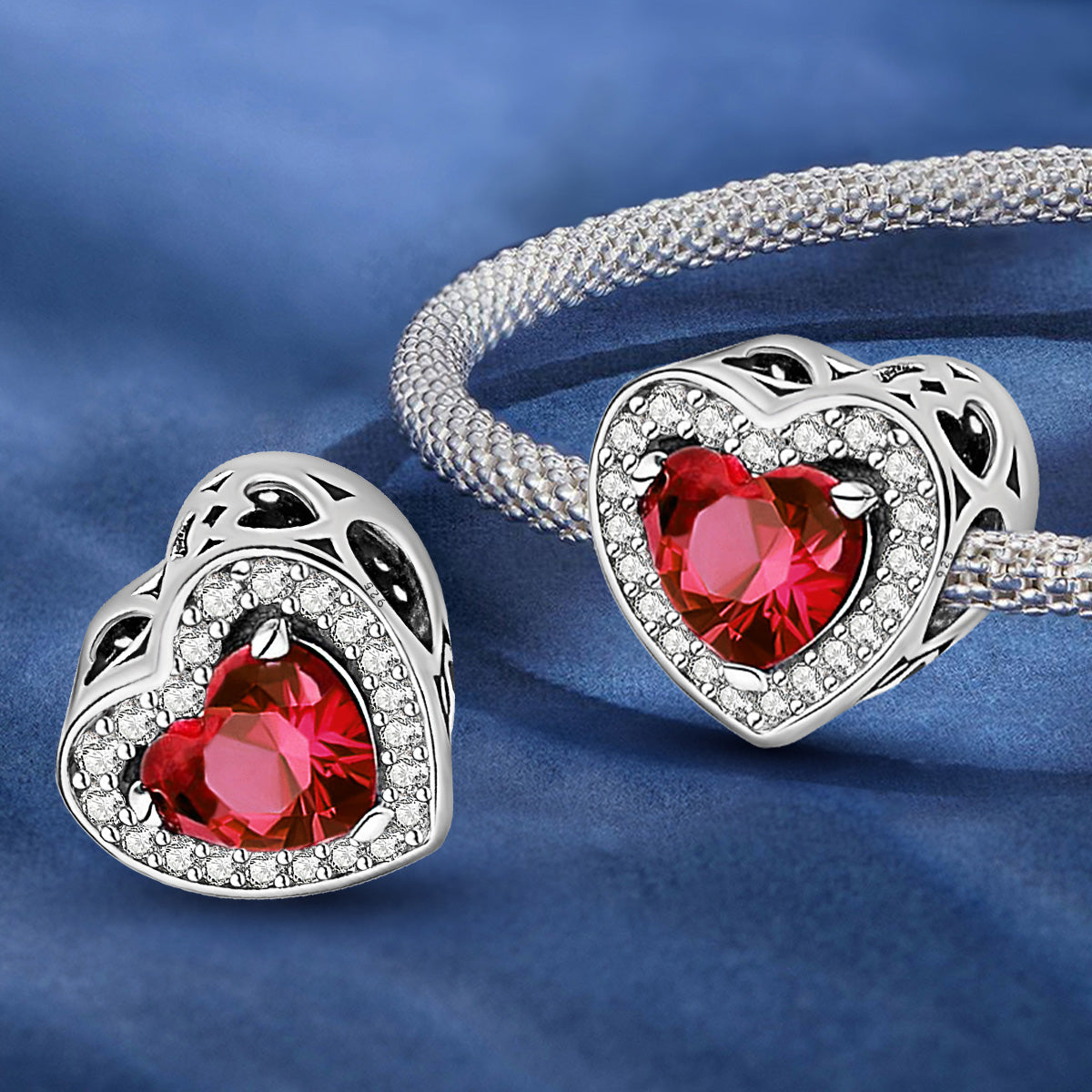 925 Sterling silver heart charm bead