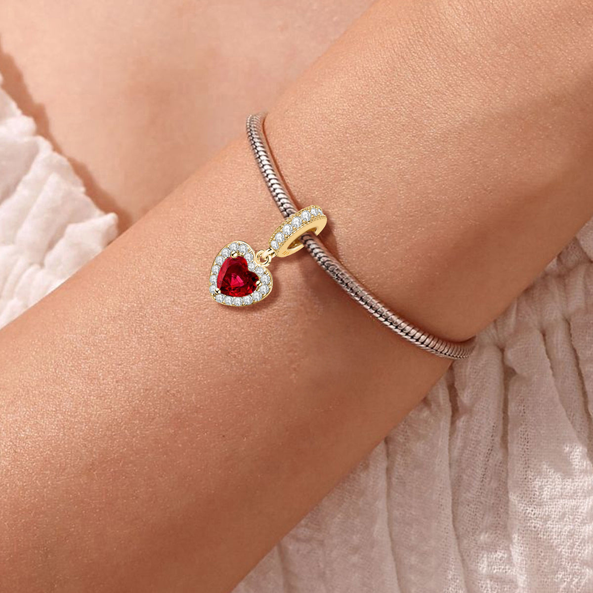 925 Sterling silver heart  charm bead