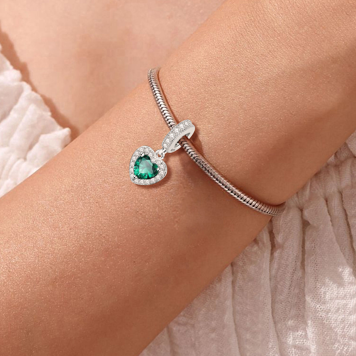 925 Sterling silver heart  charm bead