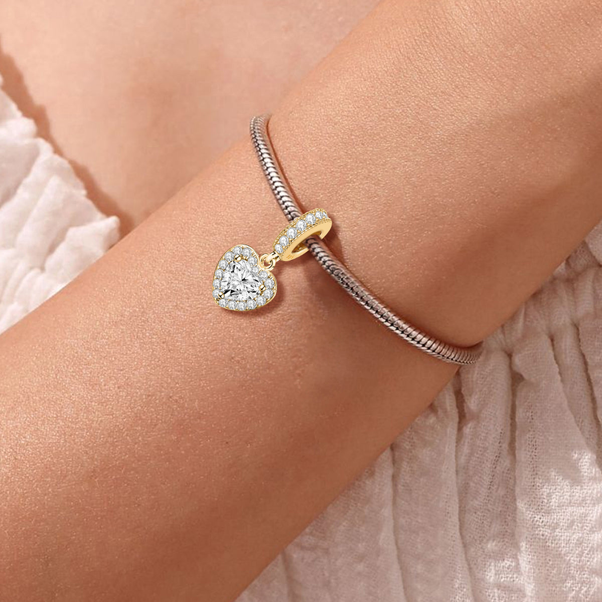 925 Sterling silver heart  charm bead