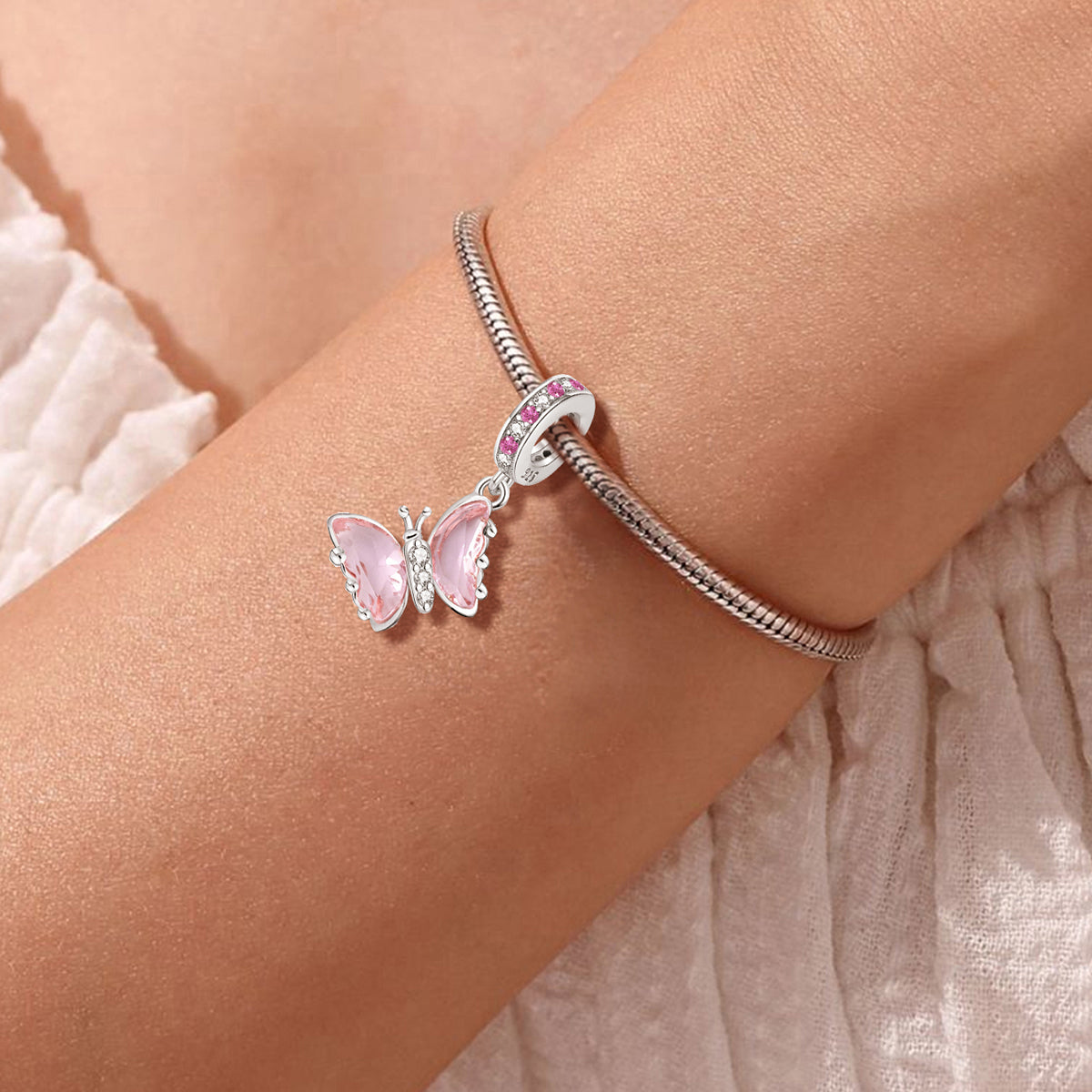 925 Sterling silver butterfly charm bead