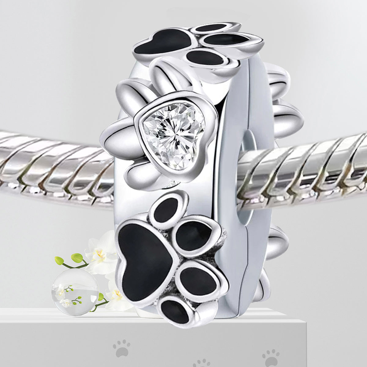 925 Sterling silver rose charm bead