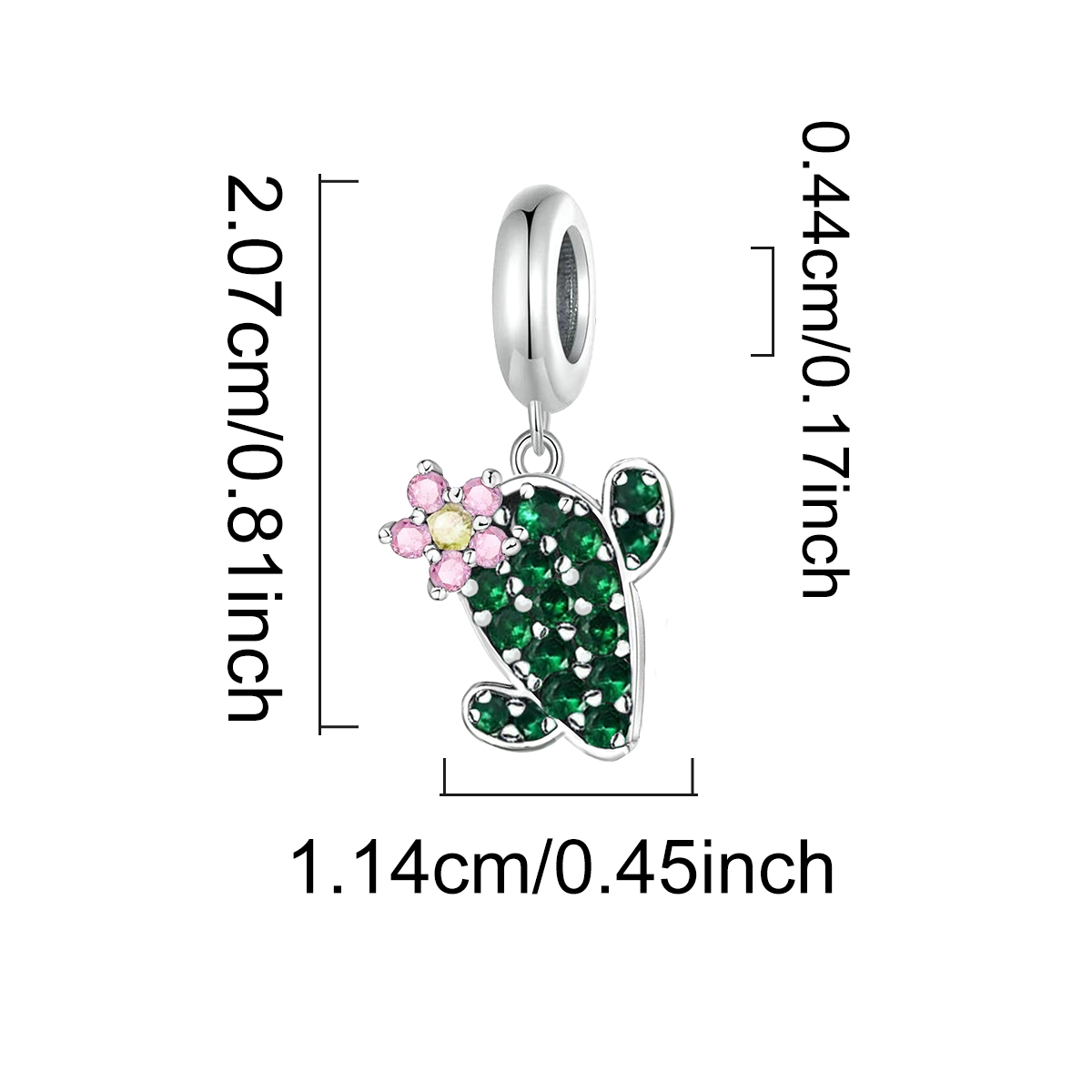 925 Sterling silver cactus charm bead