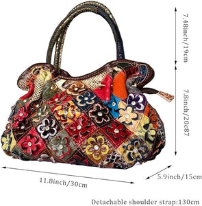 Vintage design floral shoulder bag & designer patchwork tote handbag