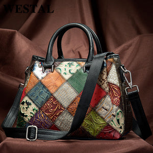 Women leather multi-color Bohemian style vintage tote shoulder & hand bag