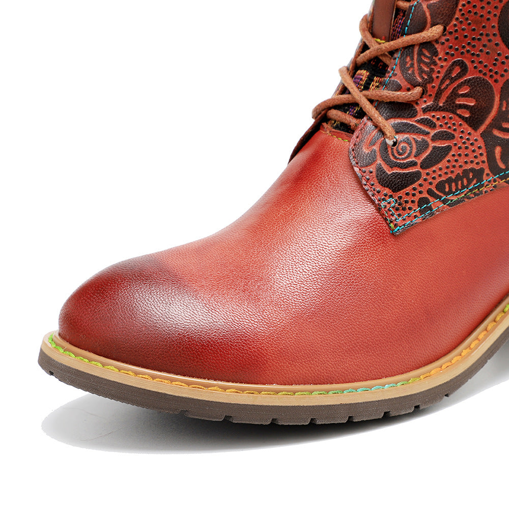 Knee high women's patchwork suede boots & lace up leather cowboy boots
