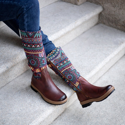 Bohemian adjustable winter warm knee high boho boots for women