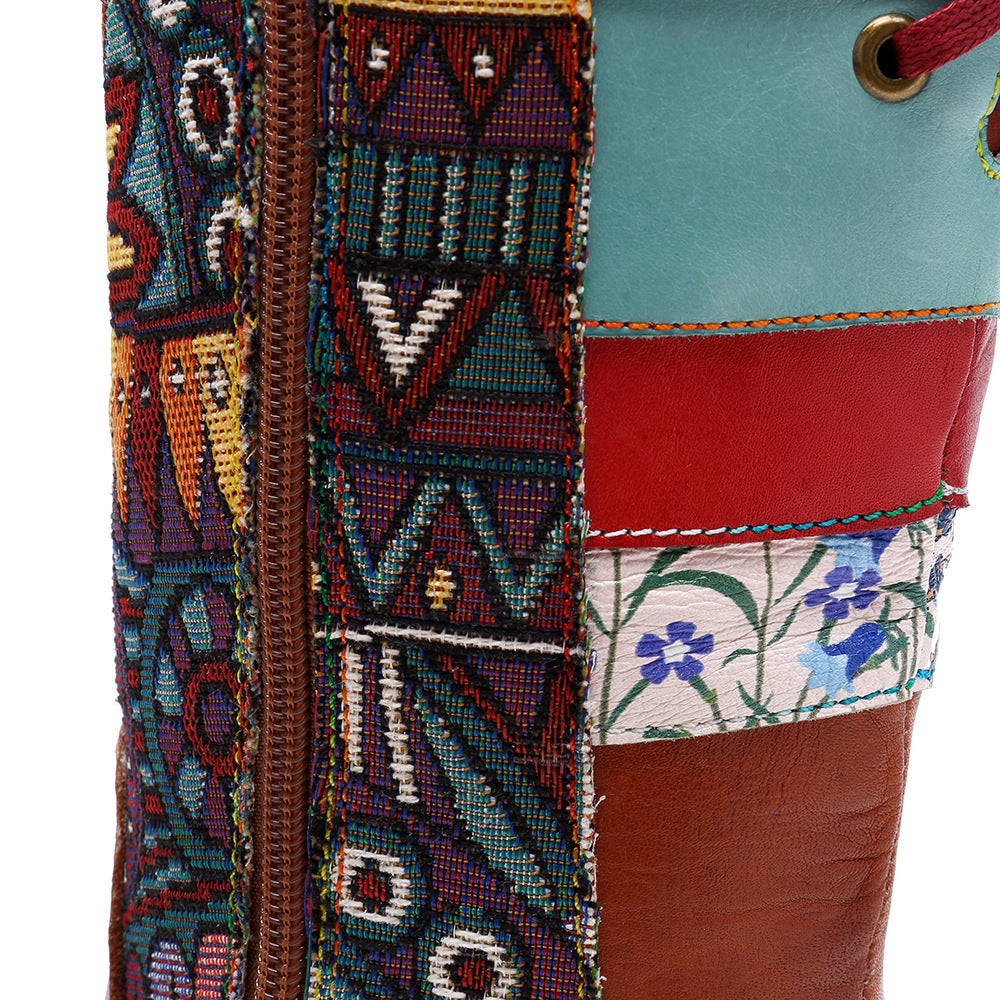 Bohemian adjustable winter warm knee high boho boots for women