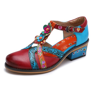 Block heel round toe pumps & fancy pattern platform mary jane shoes for women