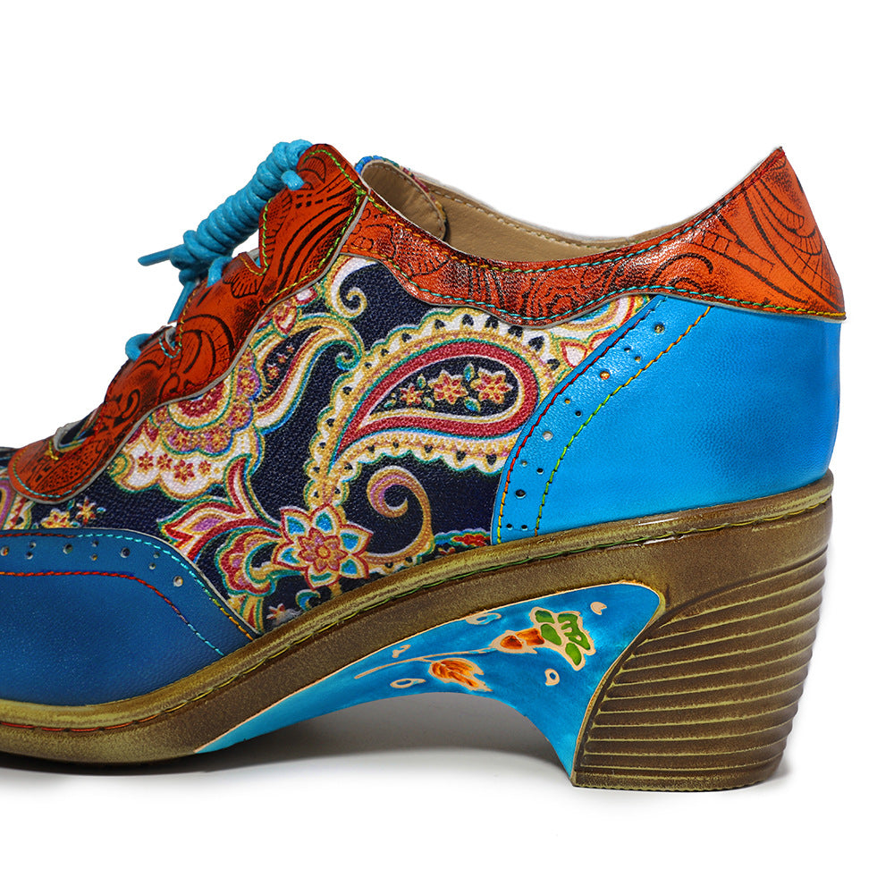 Blue leather wingtip brogues & casual shoes for ladies & girls