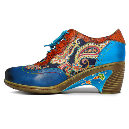 Blue leather wingtip brogues & casual shoes for ladies & girls